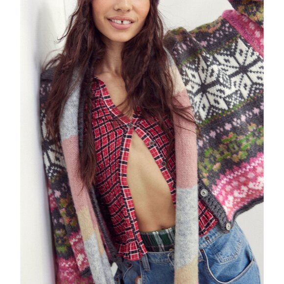 Free People Caught A Feeling Cardi Top Blouse S NWT - Picture 12 of 14